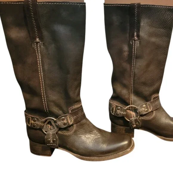 Bed Stu Cobbler Series Opal Brown Leather Harness Boots - Picture 7 of 16